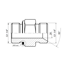 2 x Tiesus hidraulinis prijungimas: ED BB sriegis: BSP 1 1/4" - G1 1/4" su NBR sandarikliu