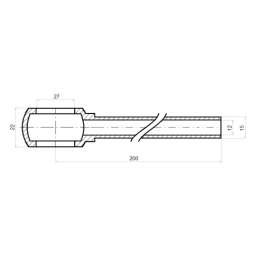 2 x Hidraulinis vamzdis su kilpa, ilgis: 200 mm, vamzdžio išorinis skersmuo: 12 mm, kilpos skersmuo: 27 mm