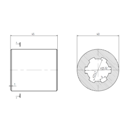 2 x Slankiojanti įvorė SAE 1'' L-45 DIN 5463 SHD