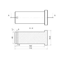 2 x Stūmoklinio pavaros kaiščio tvirtinimas su vielokaiščiu, ilgis: 110 mm, skersmuo: 45 mm