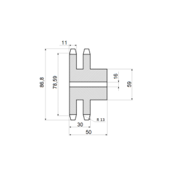 2 x Dviguba grandinės žvaigzdė 2x13 dantų 3/4" 12 B-2 grandinei