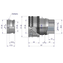 2 x Stabdžių greito sujungimo lizdas su vidiniu sriegiu M18x1.5
