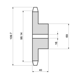 2 x Grūdintas grandinės žvaigrinis 12 dantų 1" 16B-1 grandinei