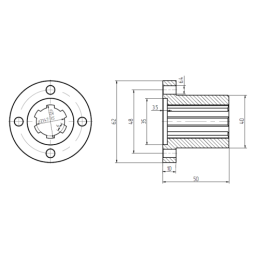 2 x SAE 1" L-50 DIN 5463 SHD flanšo įvorė