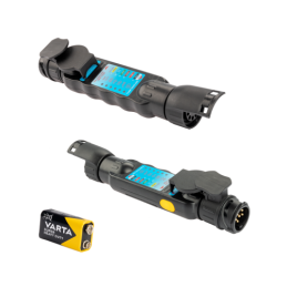 2 x Elektroninis 7 kontaktų elektros lizdų testeris su 13/7, 7/13 adapteriais ir 9 V baterija