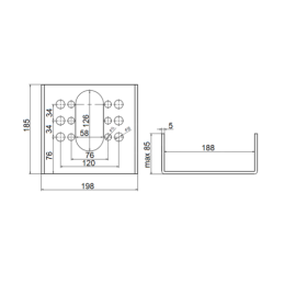 2 x Hidraulinio-pneumatinio priekabos stabdžių pavaros tvirtinimo laikiklio pagrindo plokštė