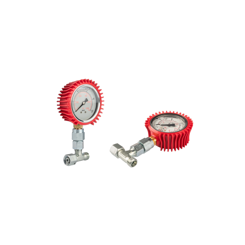 2 x Glicerino manometras 0–160 barų su BBA M18x1,5 trišakiu ir jungtimi