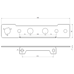 2 x Galinio lizdo tvirtinimo plokštelė su 5 skylėmis, skirta Ursus C-360 C-360-3P 2x38mm + 3x22mm