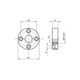 2 x Tiesi flanšo jungtis 3/4"-40mm europietiško tipo hidrauliniam siurbliui