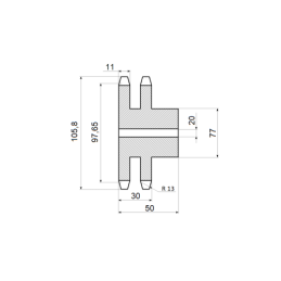 Dviguba grandinės žvaigzdė 2x16 dantų 3/4" grandinei 12 B-2