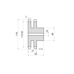 Dviguba grandinės žvaigzdė 2x28 dantų 1/2" grandinei 08 B-2