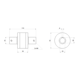Universali metalinė-guminė sankaba 25 mm skersmens velenui