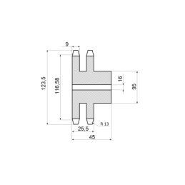 Dviguba grandinės žvaigzdė 2x23 dantų 5/8" grandinei 10 B-2