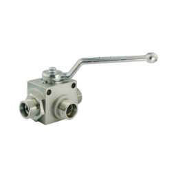 3 padėčių rankinis rutulinis vožtuvas, 3/2 sriegio, M18x1,5, srautas: 40 l/min, maksimalus slėgis: 350 bar.