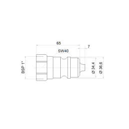 Hidraulinė greito prijungimo jungtis, europinis kištukas, colinis BSP 1" vidinis sriegis