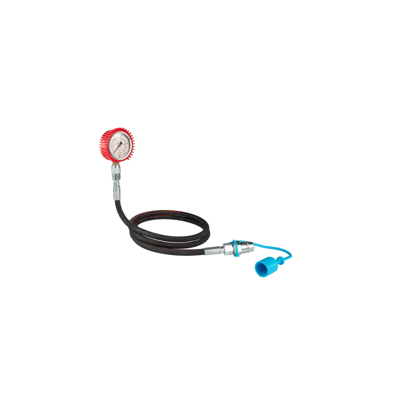 Hidraulinio slėgio matavimo rinkinys, 250 barų slėgio matuoklis, 1000 mm žarna ir europinis kištukas
