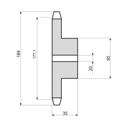 Grūdintas grandinės žvaigrinis 35 dantų 5/8" 10B-1 grandinei