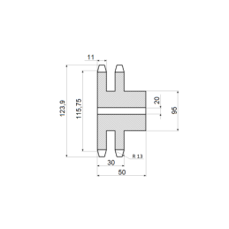 Dviguba grandinės žvaigzdė 2x19 dantų 3/4" grandinei 12 B-2