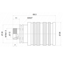 Hidraulinės greitosios jungtys, automatinės, EURO ISO M18x1.5 PUSH-PULL lizdai
