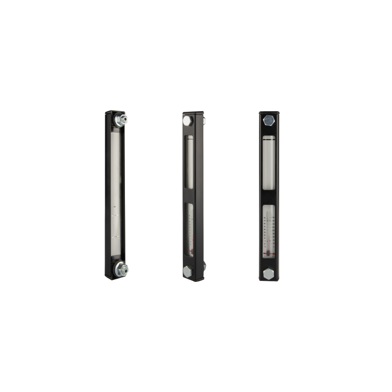 Alyvos lygio indikatorius bake su LVA tipo termometru, skylių atstumas 254 mm, sriegis M12x1,75