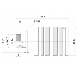 Hidraulinės greitosios jungtys, automatinės, EURO ISO M16x1.5 PUSH-PULL lizdai