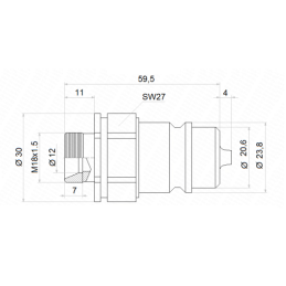 Automatinių hidraulinių greitųjų jungčių EURO ISO M18x1.5 PUSH-PULL rinkinys, dvi lizdinės plokštelės ir du kištukai
