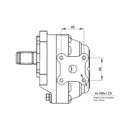 Flanšo jungties sriegis M30x1,5, skirtas NSZ32 ir NSZ40 hidrauliniams siurbliams