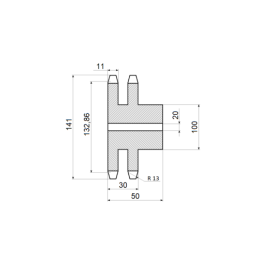Dviguba grandinės žvaigzdė, 22 dantų, 3/4 colio, skirta grandinei 12 B-2