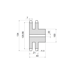 Dviguba grandinės žvaigzdė 2x32 dantų 1/2" grandinei 08 B-2