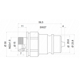 Automatinių hidraulinių greitųjų jungčių EURO ISO M22x1.5 PUSH-PULL rinkinys, dvi lizdinės plokštelės ir du kištukai