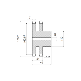 Dviguba grandinės žvaigzdė 2x40 dantų 1/2" grandinei 08 B-2