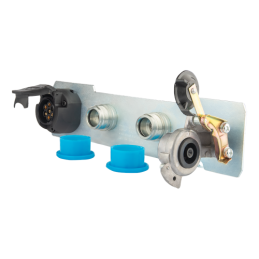 „Ursus C-360“ ir „C-360-3P“ jungčių laikiklis. Dvi M36x1,5 prisukamos greitosios jungtys + 7 kontaktų elektros lizdas + pneumati