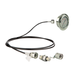 Serviso rinkinys alyvos slėgiui matuoti ir hidraulinės sistemos diagnostikai. 250 barų slėgio matuoklis + 1000 mm žarna su M12x1