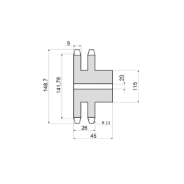 Dviguba grandinės žvaigzdė, 28 dantų, 5/8" grandinei, 10 B-2