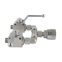 Rutulinis skirstytuvas Amazone ir Brzeg trąšų barstytuvams. Du 2/2 M18x1.5 rutuliniai vožtuvai + greito prijungimo srieginis kam