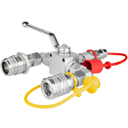 Hidraulinis skirstytuvas. 3/2 hidraulinis rutulinis vožtuvas + greitos jungtys