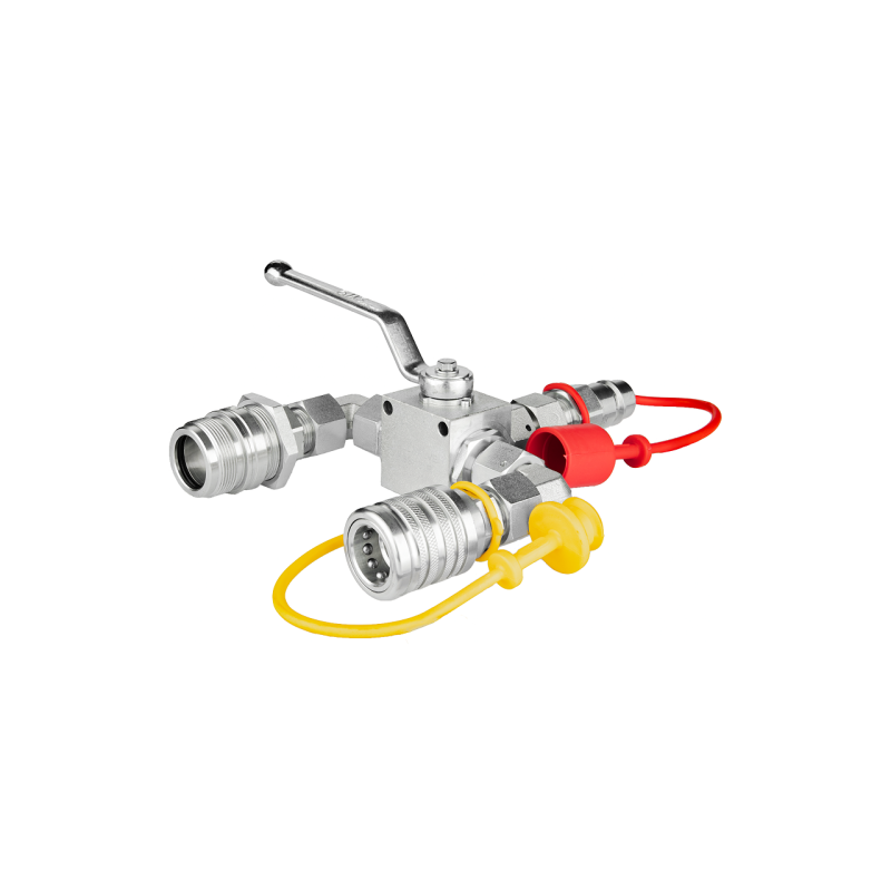 Hidraulinis skirstytuvas. 3/2 hidraulinis rutulinis vožtuvas + greitos jungtys