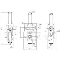 Hidraulinis skirstytuvas 1 sekcijos 40L „Hydroleader“, valdomas trosais su slankikliu ir skląsčiu