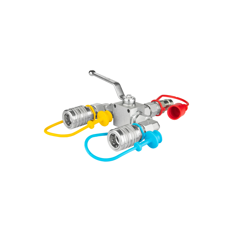 Hidraulinis skirstytuvas. 3/2 hidraulinis rutulinis vožtuvas + greitos jungtys