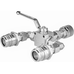 Hidraulinis skirstytuvas. 3/2 hidraulinis rutulinis vožtuvas + greitos jungtys