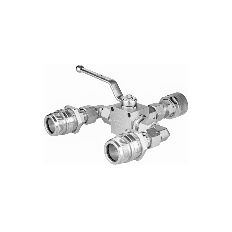 Hidraulinis skirstytuvas. 3/2 hidraulinis rutulinis vožtuvas + greitos jungtys