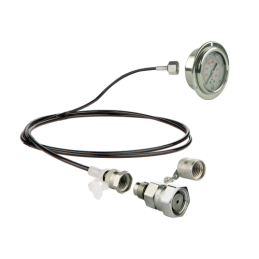 Serviso rinkinys alyvos slėgiui matuoti ir hidraulinės sistemos diagnostikai. 250 barų slėgio matuoklis + 2000 mm žarna su DKOL 