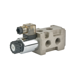 Elektromagnetinis vožtuvas, hidraulinis daliklis 6/2, 50 l/min, valdomas elektra, 12 V (kelionei)