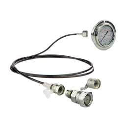 Serviso rinkinys alyvos slėgiui matuoti ir hidraulinės sistemos diagnostikai. 400 barų slėgio matuoklis + 1000 mm žarna su DKOL 