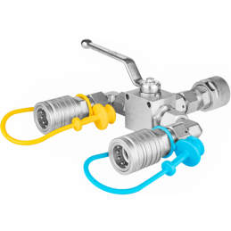 Hidraulinis skirstytuvas. 3/2 hidraulinis rutulinis vožtuvas + greitos jungtys