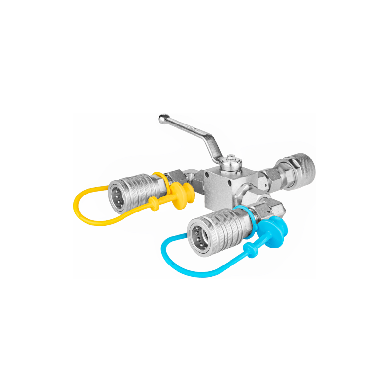 Hidraulinis skirstytuvas. 3/2 hidraulinis rutulinis vožtuvas + greitos jungtys