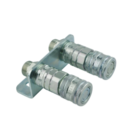 Pilnai sukomplektuota plokštė su dviem greito prijungimo plokščiais lizdais ir sausai pjaustytais M18x1,5 sriegiais