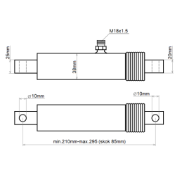 Originalus hidraulinis cilindras LANGREN CN22H85/210 M18x1.5 barstytuvui