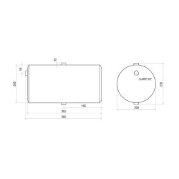 Universalus metalinis hidraulinės alyvos bakas, 10 litrų talpos, statinės tipo, su 206 mm spaustukais
