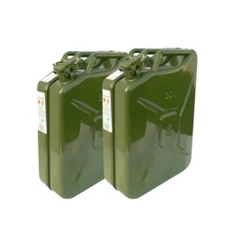 2x metaliniai bakai po 20 l benzino alyvos